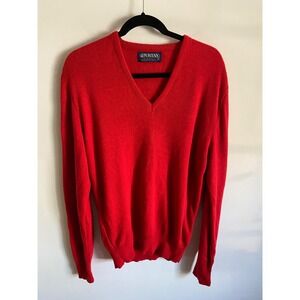 Vintage Puritan Red V-Neck Sweater Mens XL Orlon Acrylic Made in USA Pullover
